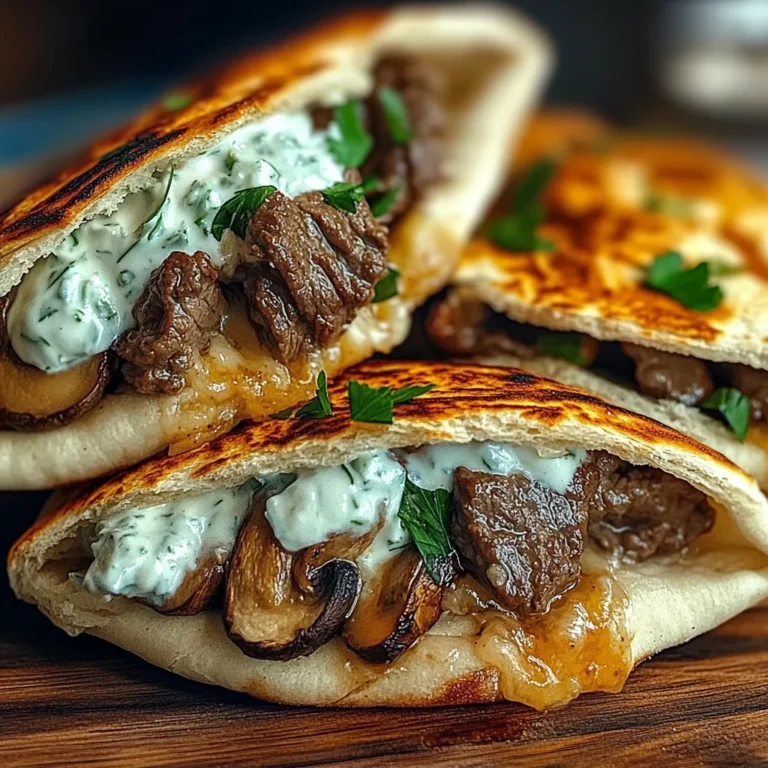 Cheesy Beef Mushroom Pita Pockets