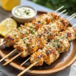 garlic parmesan chicken skewers with mayo