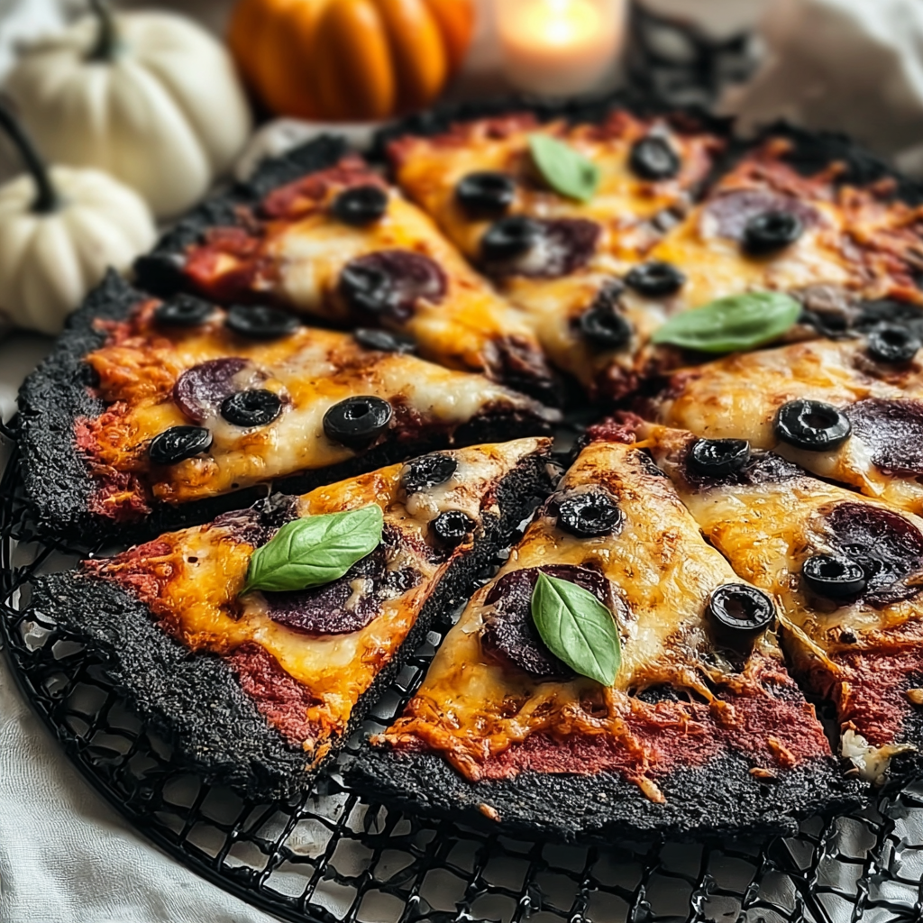 Halloween Pizza with Black Crust