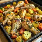 Garlic Herb Chicken Drumsticks with Roasted Veggies