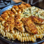 Garlic Parmesan Chicken Twisted Pasta in Spicy Three-Cheese Cajun Sauce