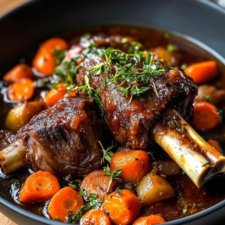 Red Wine Braised Lamb Shank with Carrots & Herbs